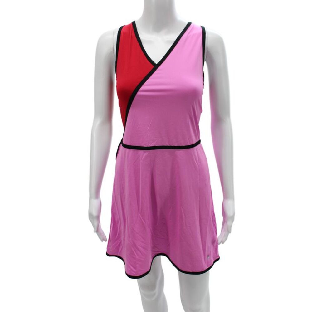 Fila Women Multi Color V-Neck Colorblock Sleeveless Short Dress Size L